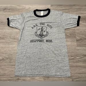 Vintage Air National Guard Gulfport Mississippi Ringer Shirt, Made in USA, NOS